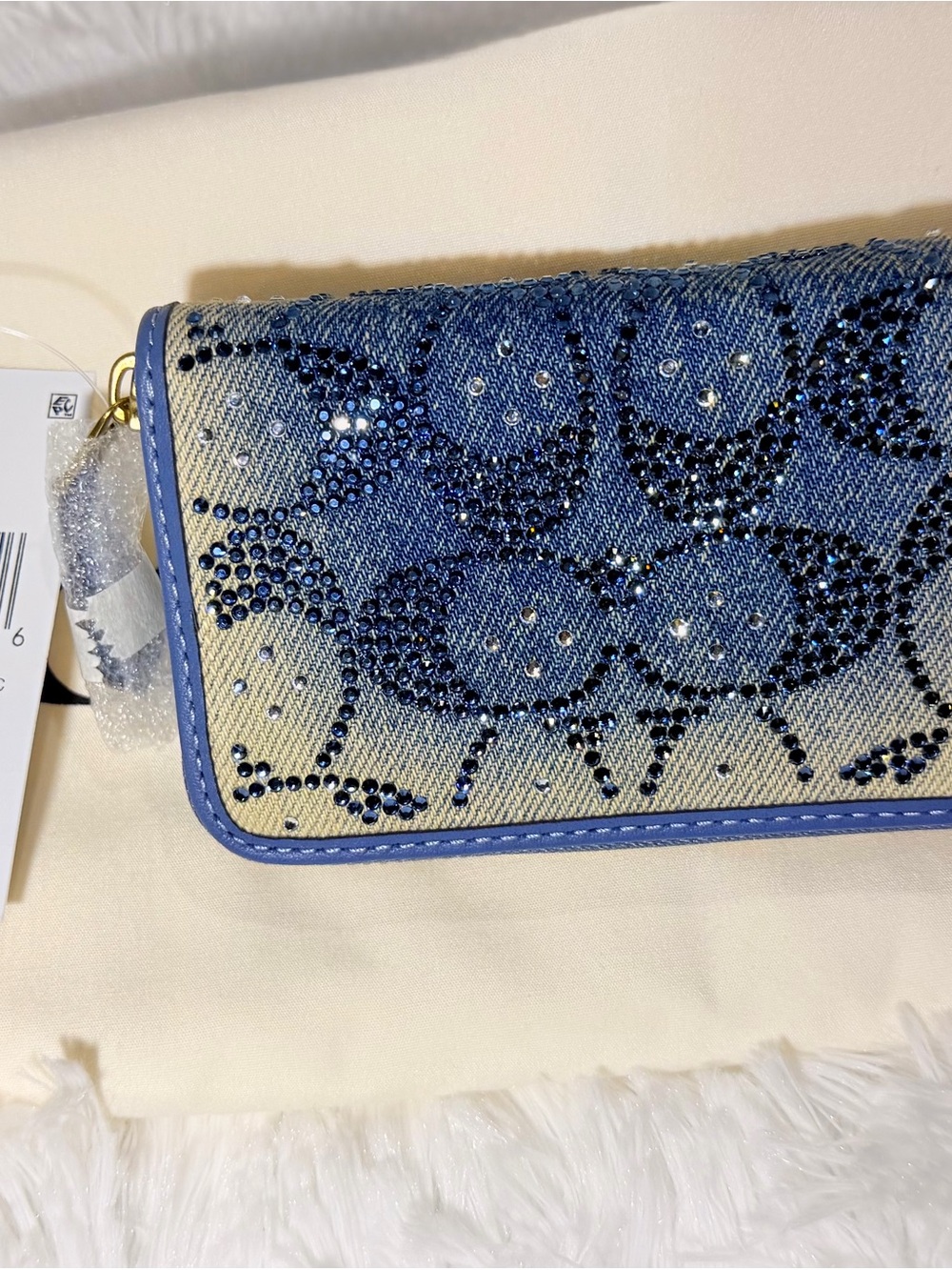 Coach Tabby 36 Crystal Signature Jacquard Denim  Bag+Crystal Denim card case NWT - Picture 11 of 13